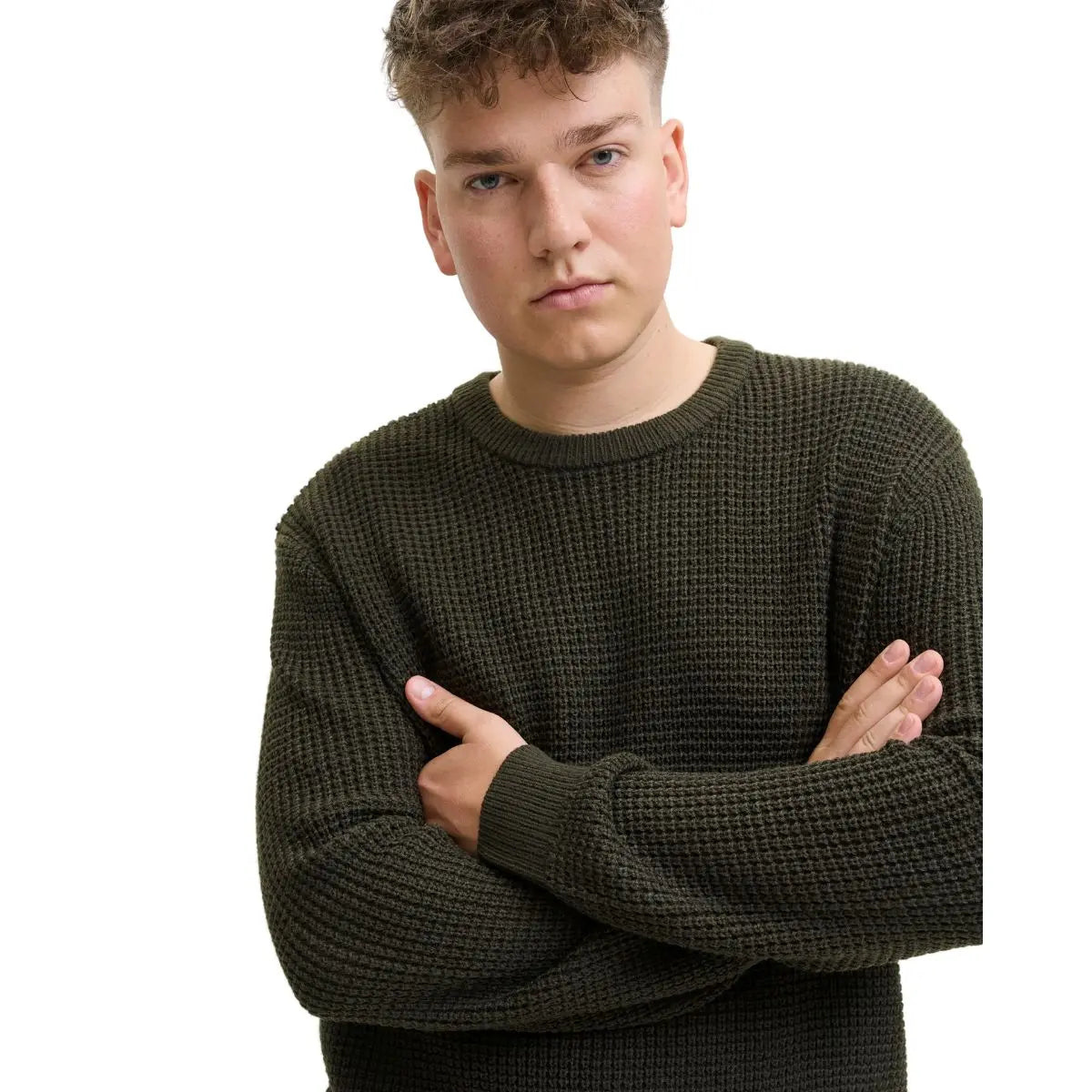 Velký pánský svetr přes hlavu Jack &amp; Jones 12287722 tmavě zelený