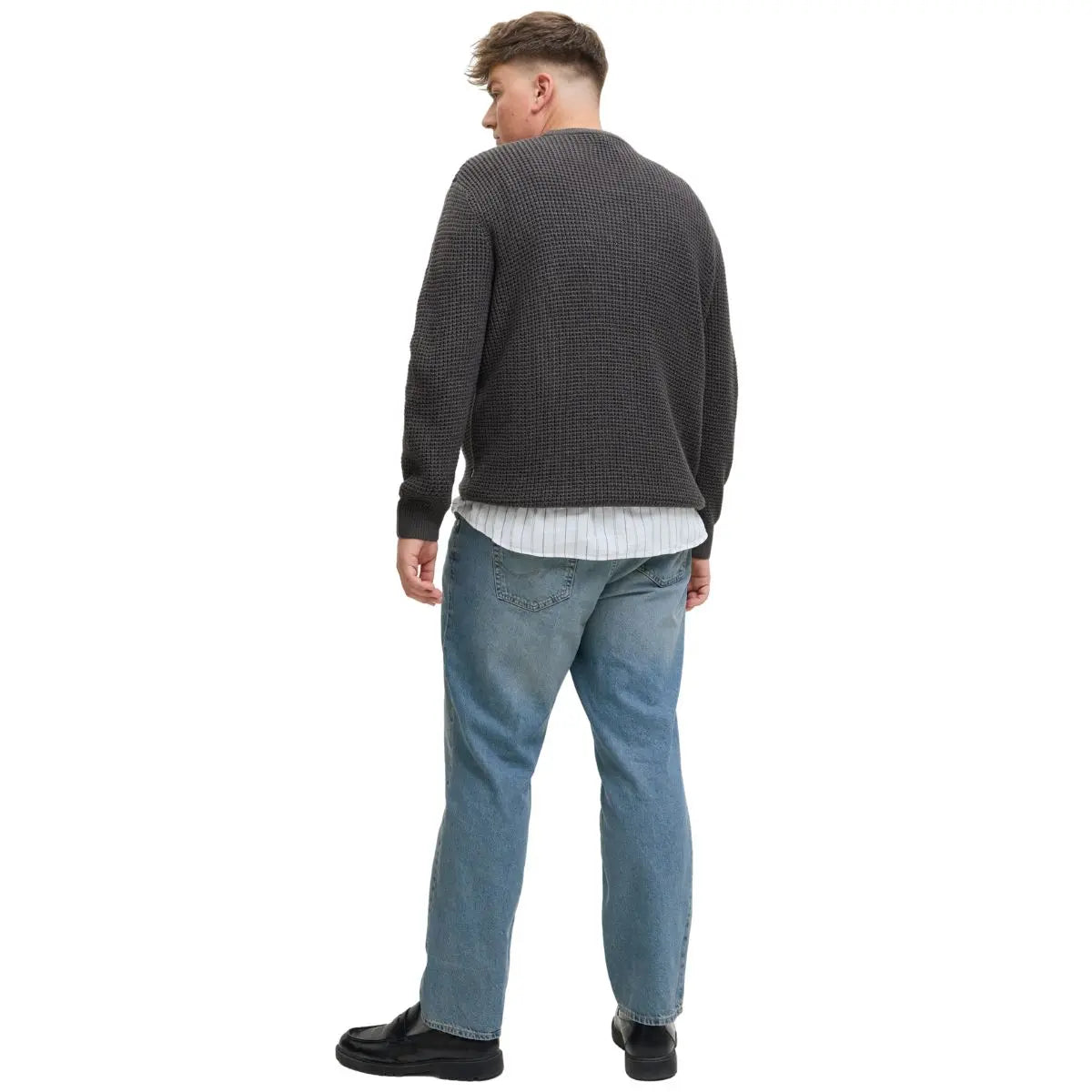 Velký pánský svetr přes hlavu Jack &amp; Jones 12287722 tmavě šedý
