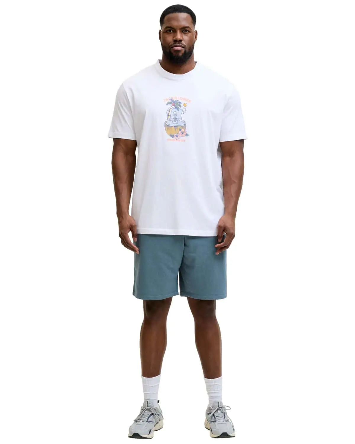 Velké pánské kraťasy z teplákoviny Jack &amp; Jones 12294286 šedo-modré