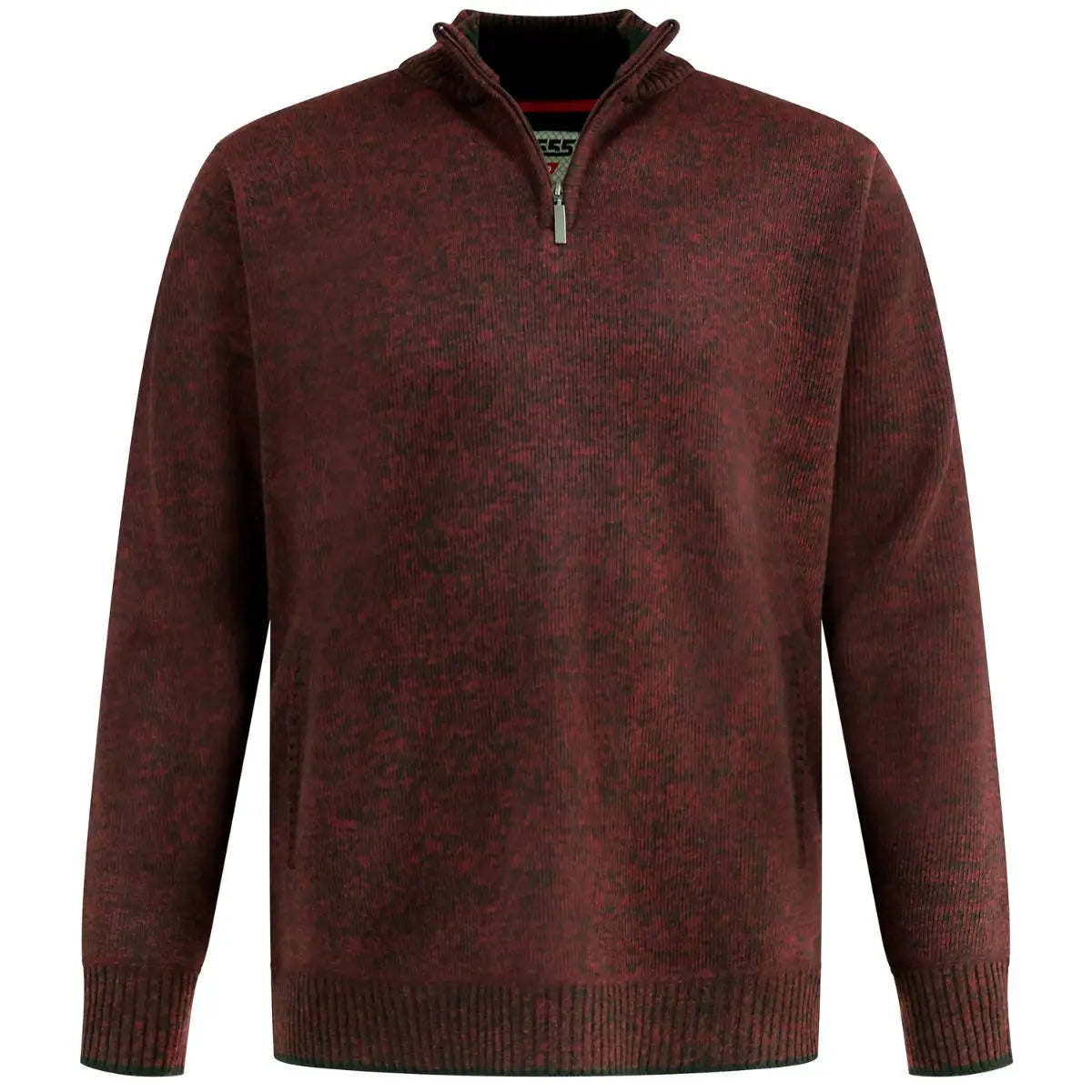 Velký pánský svetr na krátký zip Duke D555 Cramlington bordó