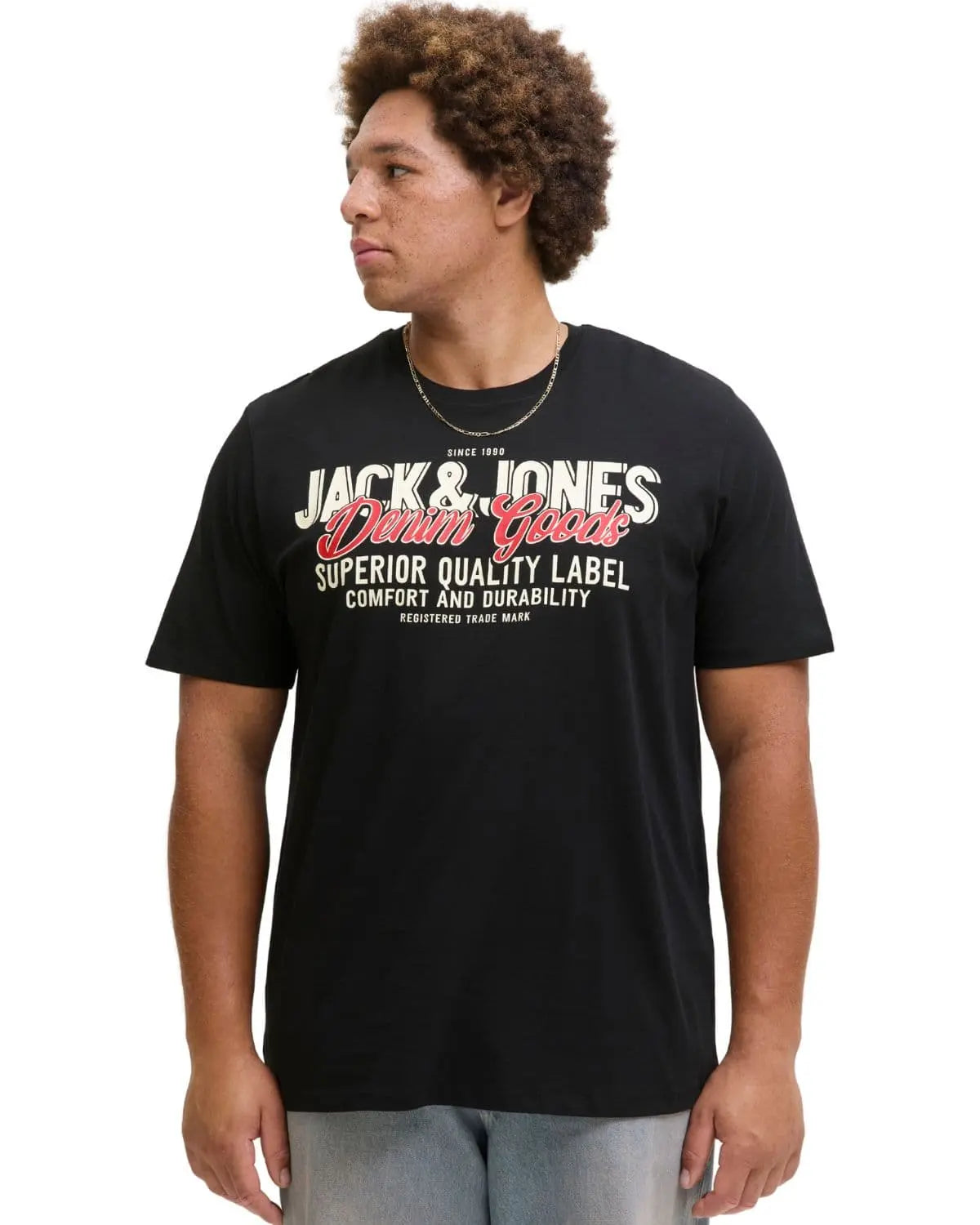 Pánské velké tričko s potiskem Jack &amp; Jones 12284905 černé