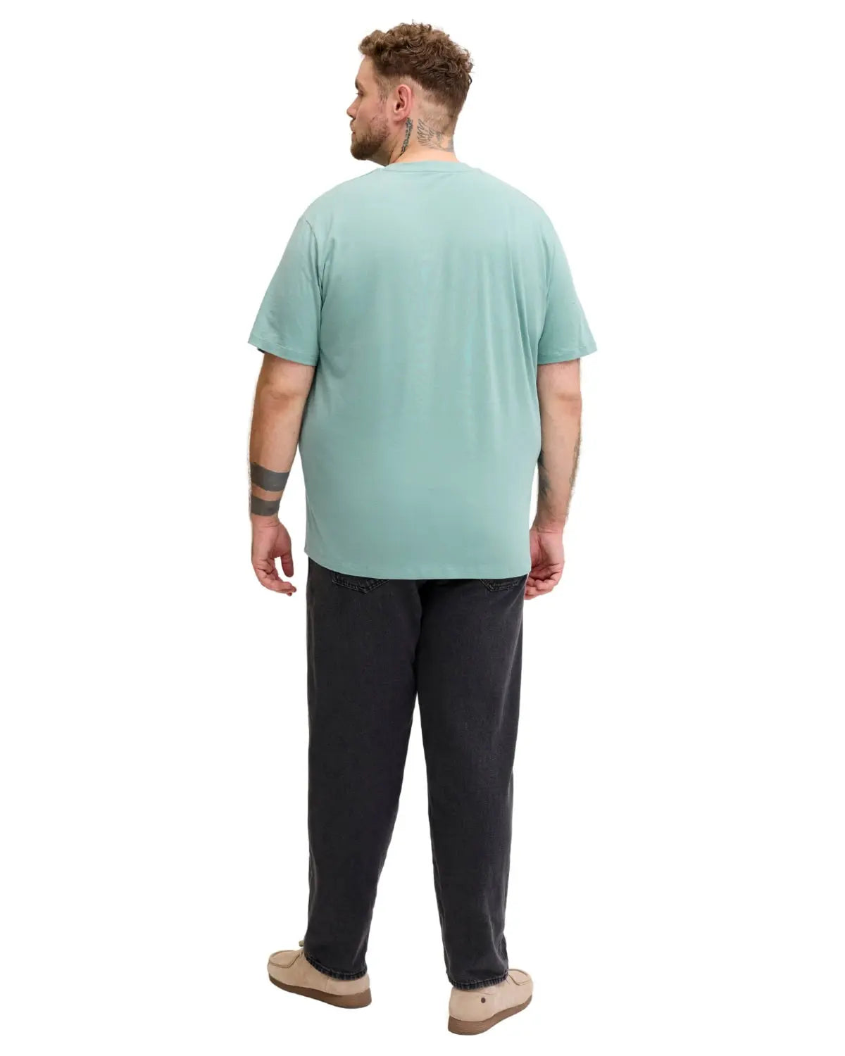 Velké pánské bavlněné tričko s nápisy Jack &amp; Jones 12258871 mátové