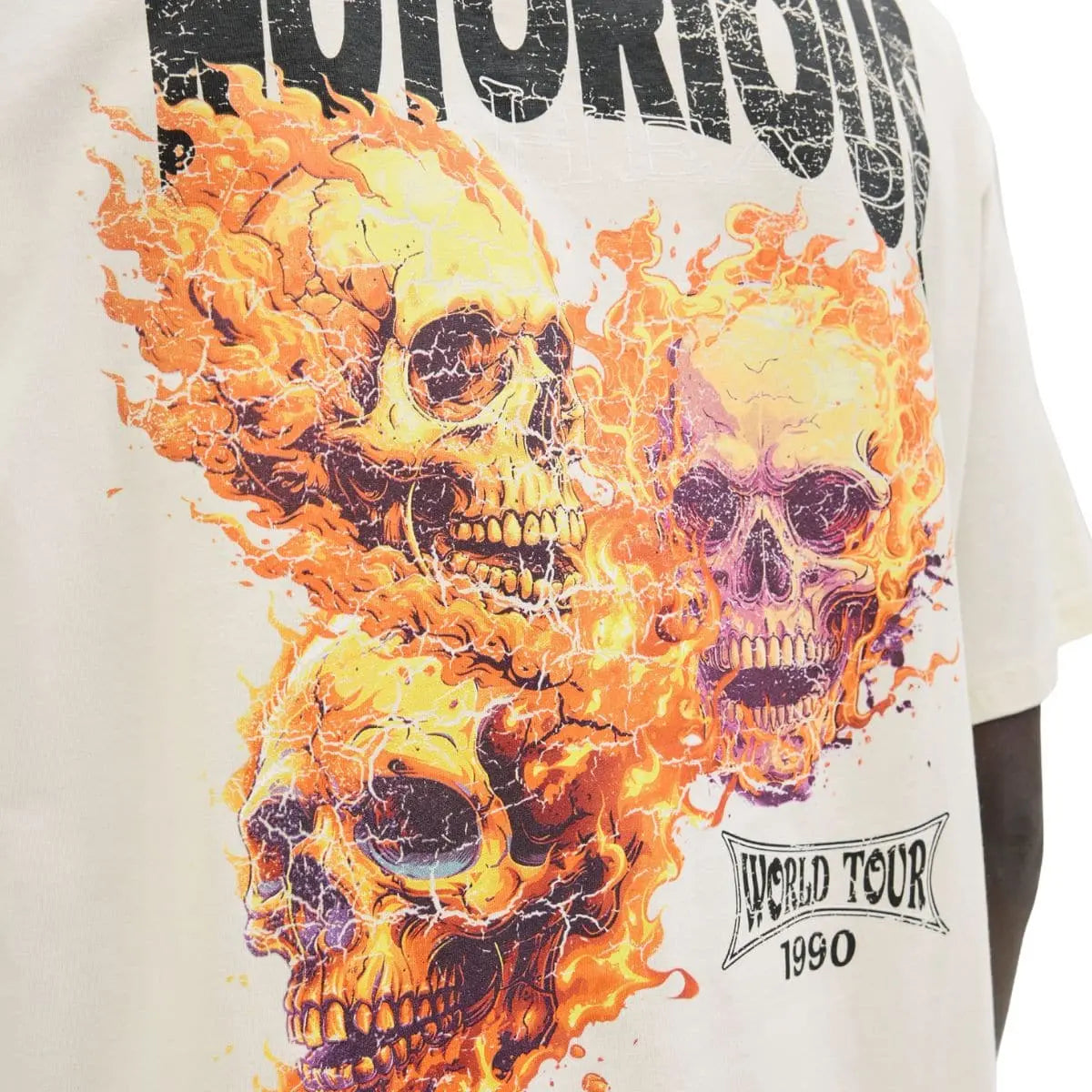 Duży męski t-shirt  koszulka z dużym nadrukiem na plecach i krótkim rękawem Jack &amp; Jones 12288163 kremowa