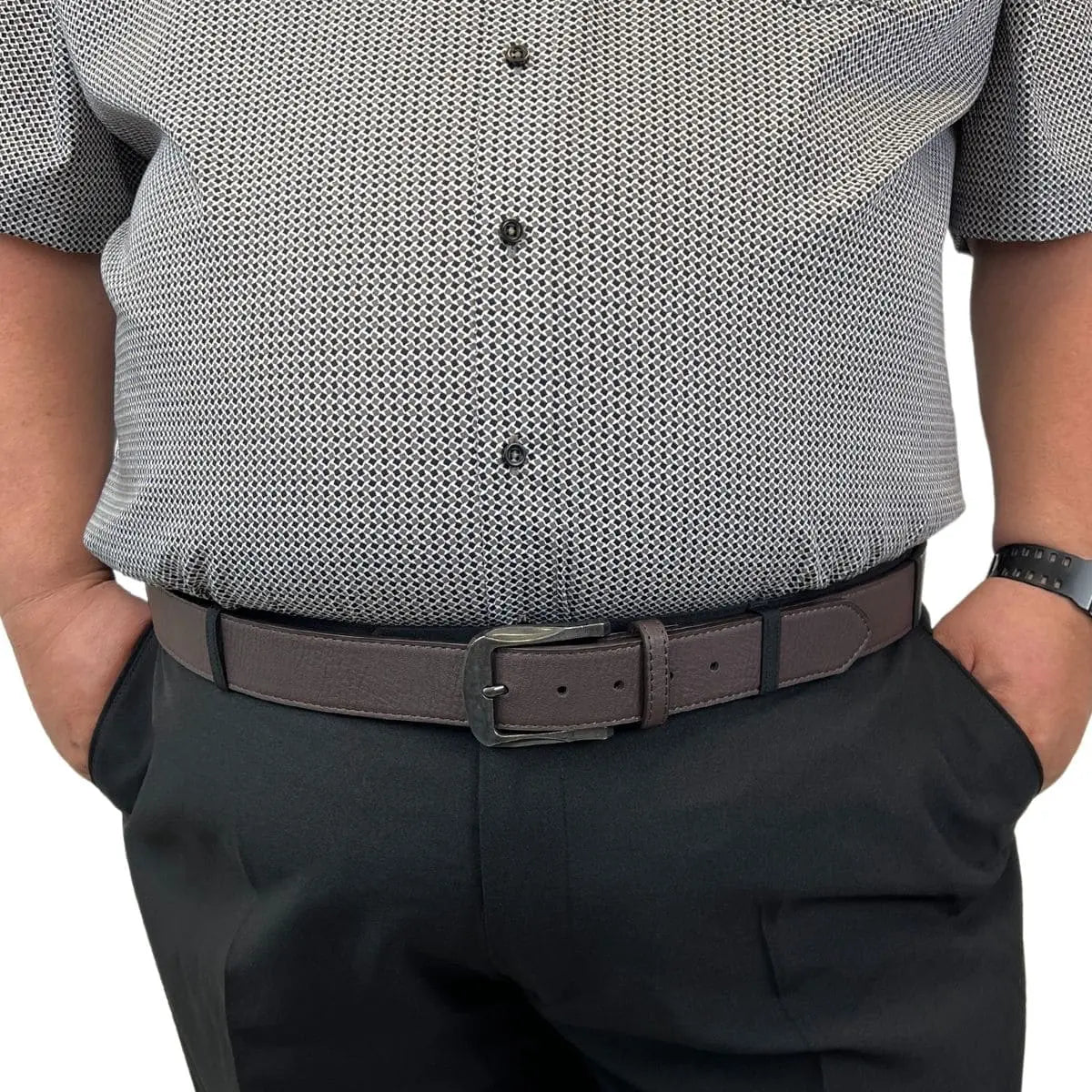 Široký pánský pásek Duke D555 Harrison 3,9 cm hnědý
