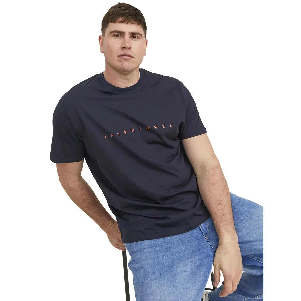 Velké pánské tričko s nápisy t-shirt Jack &amp; Jones 12243625 tmavě modré