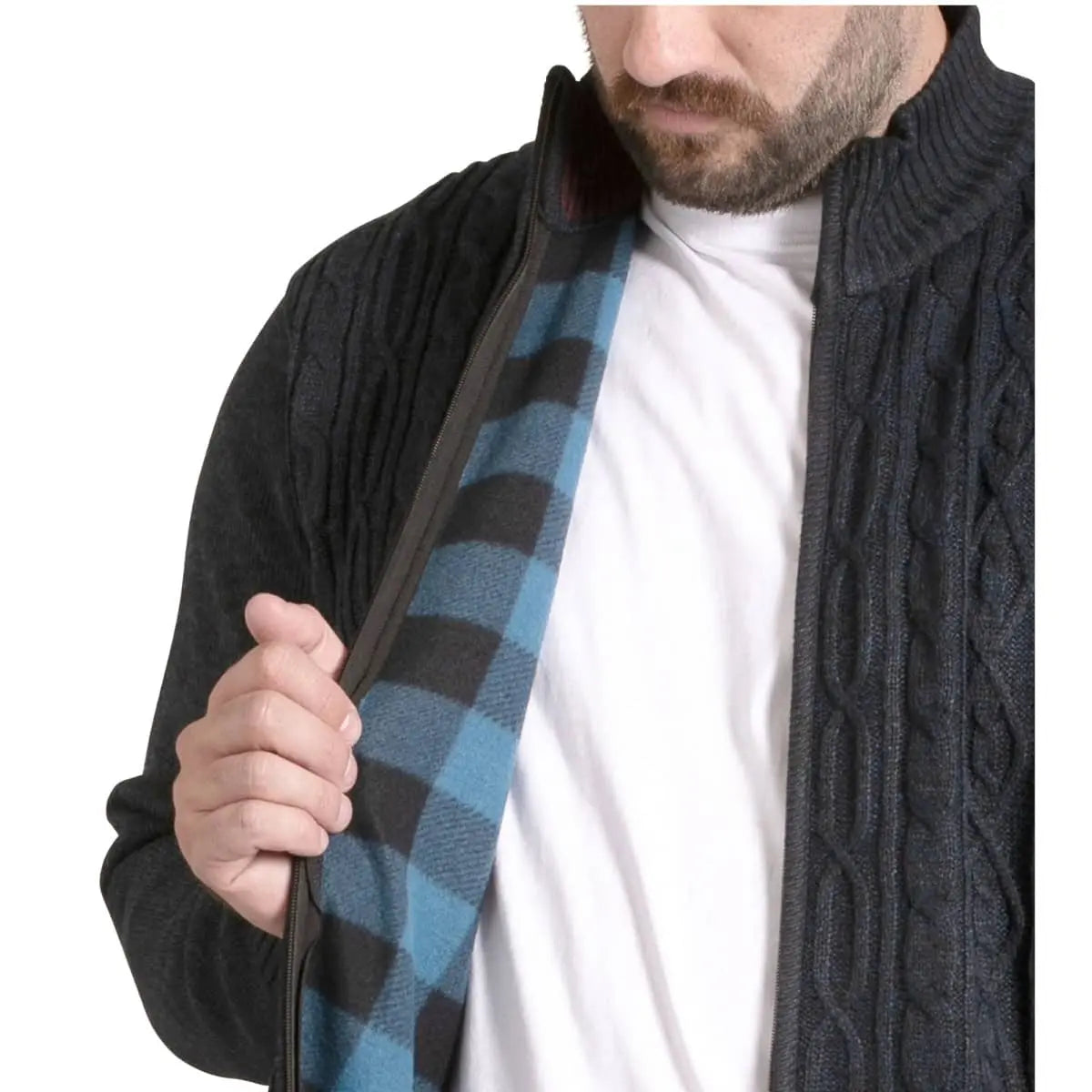 Velký pánský žakárový svetr na zip Duke D555 Gillingham tmavě modrý