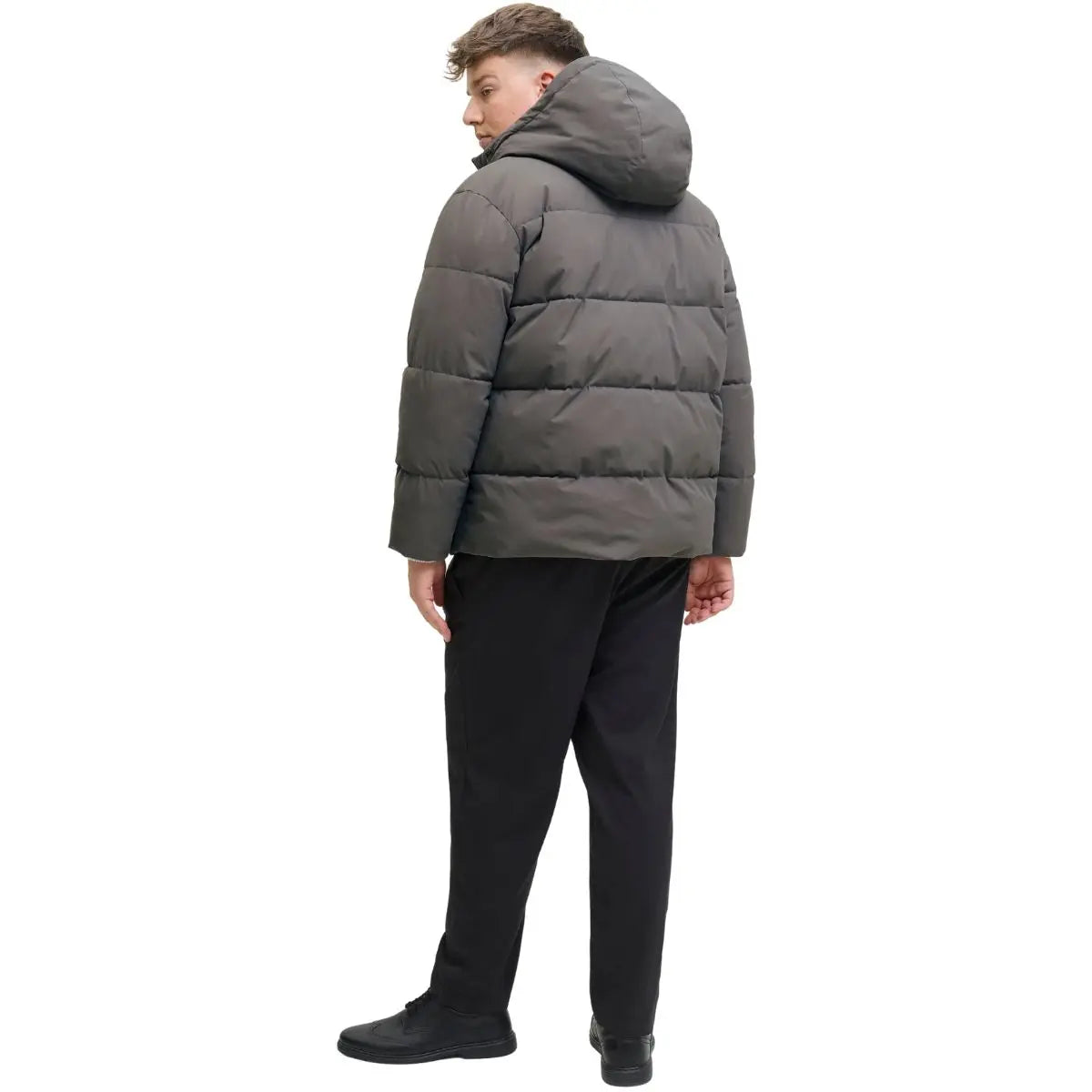 Velká pánská prošívaná bunda s kapucí Jack &amp; Jones 12283873 šedá