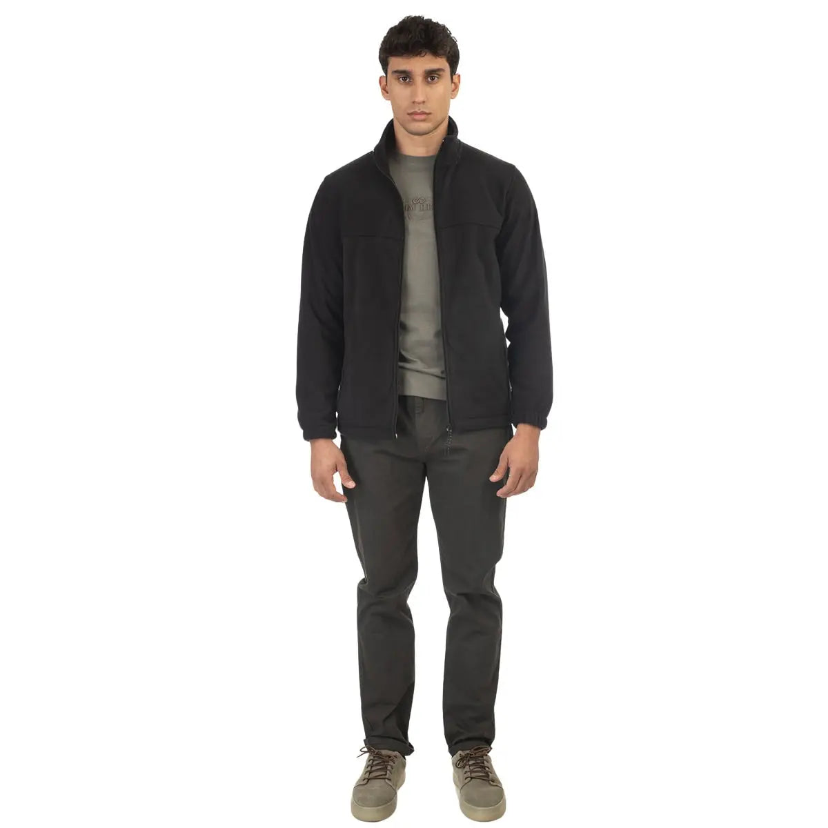 Duża polarowa bluza męska z kieszeniami Double Urban Outfitters MFT-7000 czarna