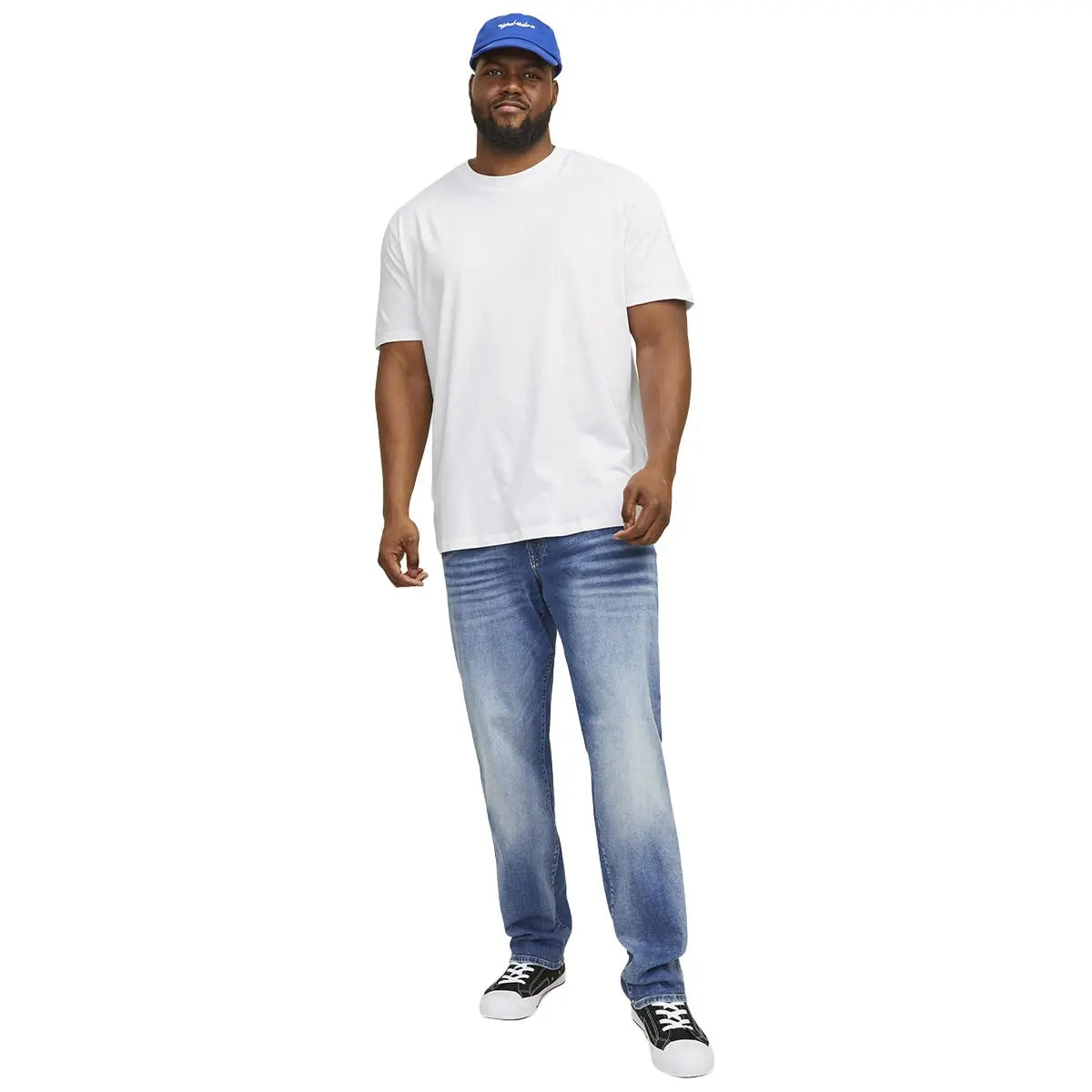 Pánské velké hladké tričko Jack &amp; Jones s krátkým rukávem 12250623 bílé