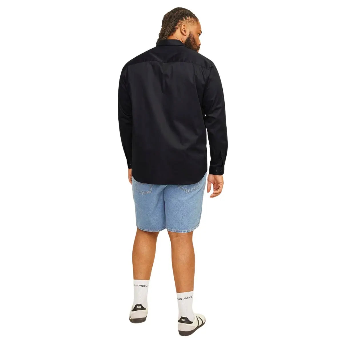 Duża koszula męska gładka z długim rękawem Jack &amp; Jones 12264030 czarna