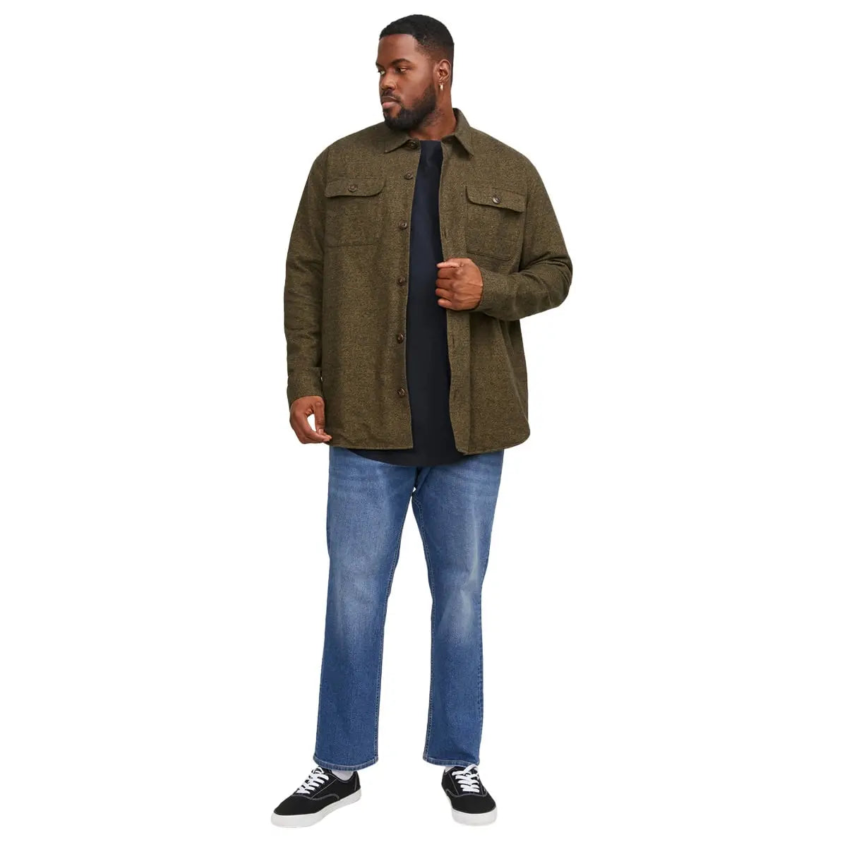 Velké pánské tričko s krátkým rukávem jednobarevné Jack &amp; Jones 12184933 tmavě modrá