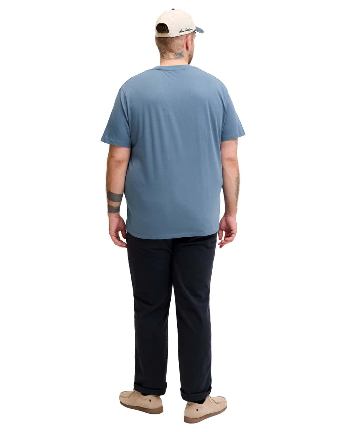 Pánské velké hladké tričko Jack &amp; Jones s krátkým rukávem 12250623 modré