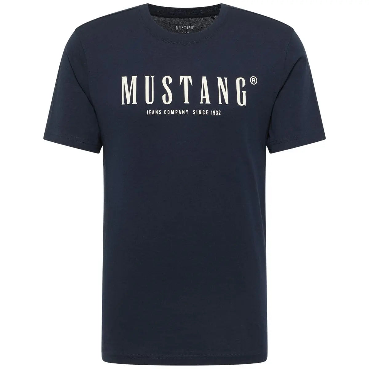 Duża męska koszulka t-shirt z nadrukiem Mustang 1017125-4136 granatowy