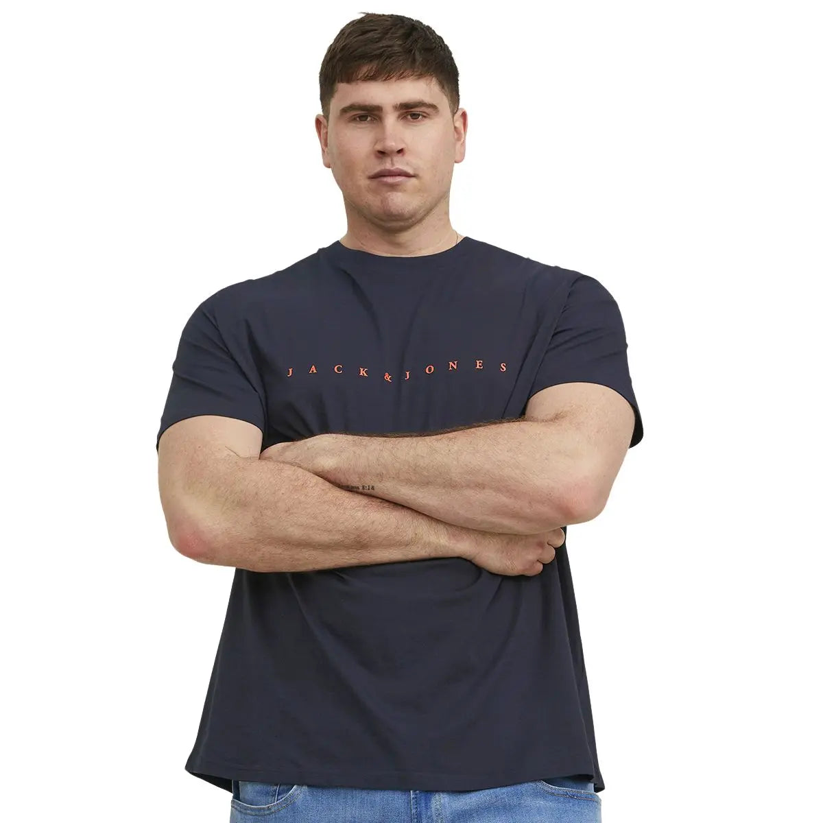 Velké pánské tričko s nápisy t-shirt Jack &amp; Jones 12243625 tmavě modré