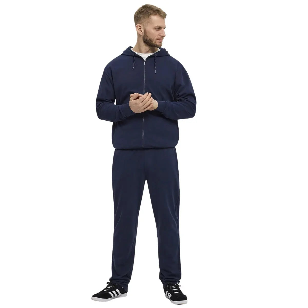 Duża bluza męska rozpinana gładka z kapturem North 56°4 99330-0580 granatowa