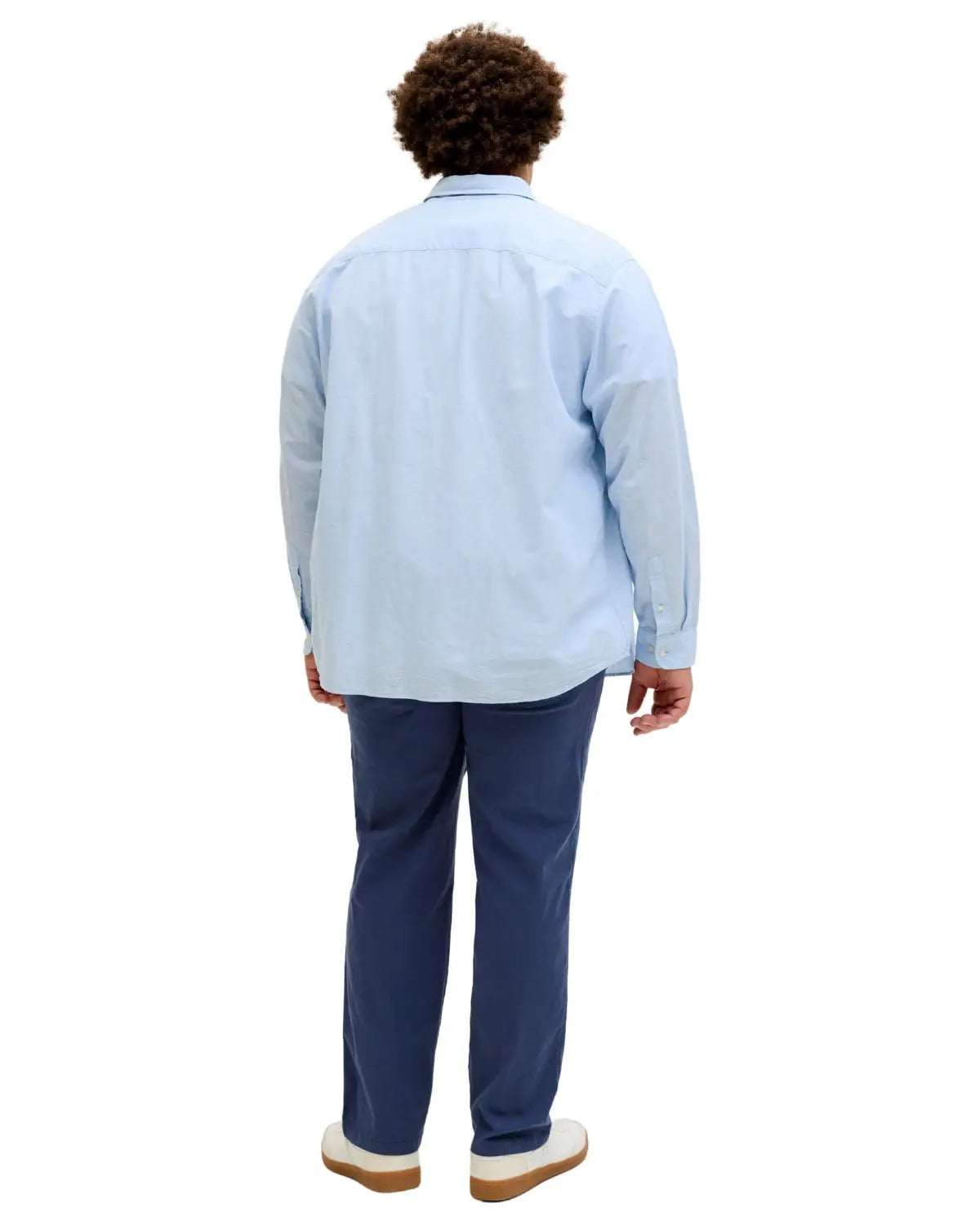 Pánské velké chino kalhoty s lnem Jack &amp; Jones 12294266 tmavě modré