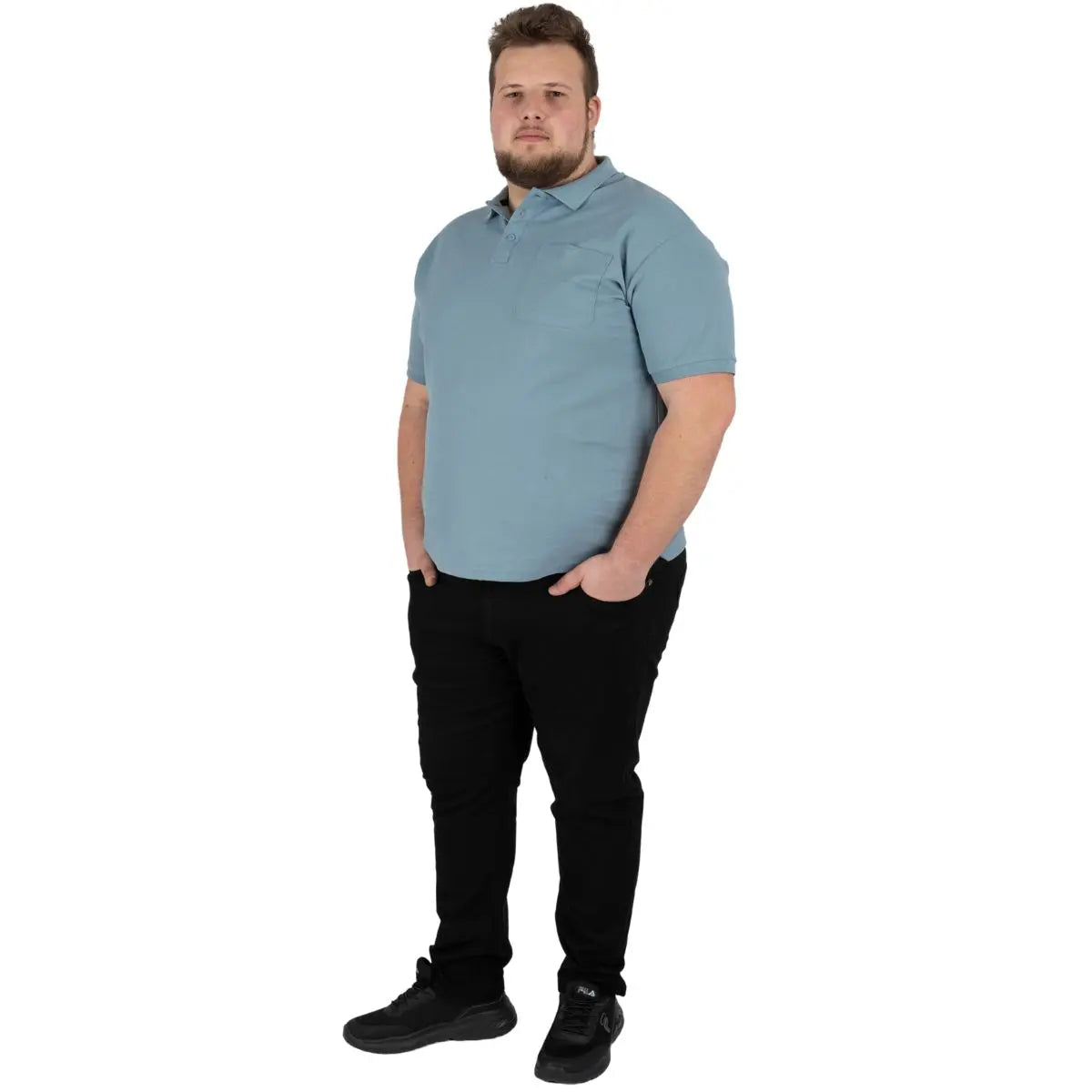 Velká pánská polo trička hladká Double PS-3031 světle modrá