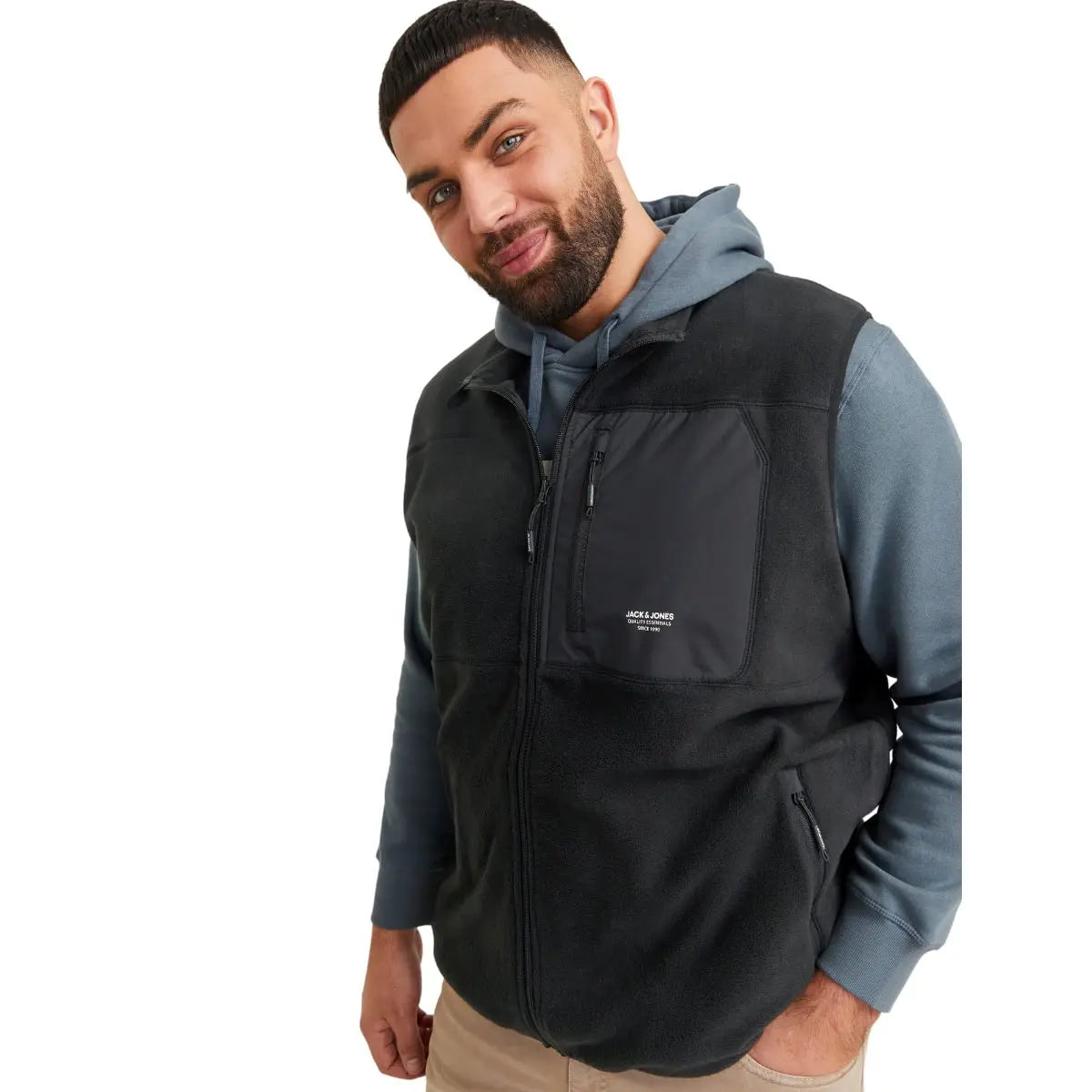 Duża kamizelka męska bezrękawnik polarowy Jack &amp; Jones 12269663 czarny