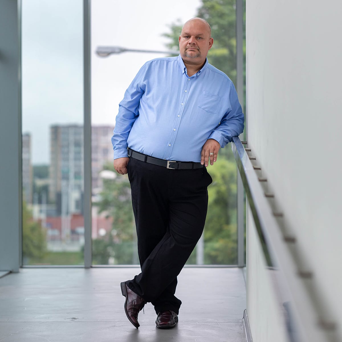 Pánská hladká košile s dlouhým rukávem Duke D555 Richard modrá