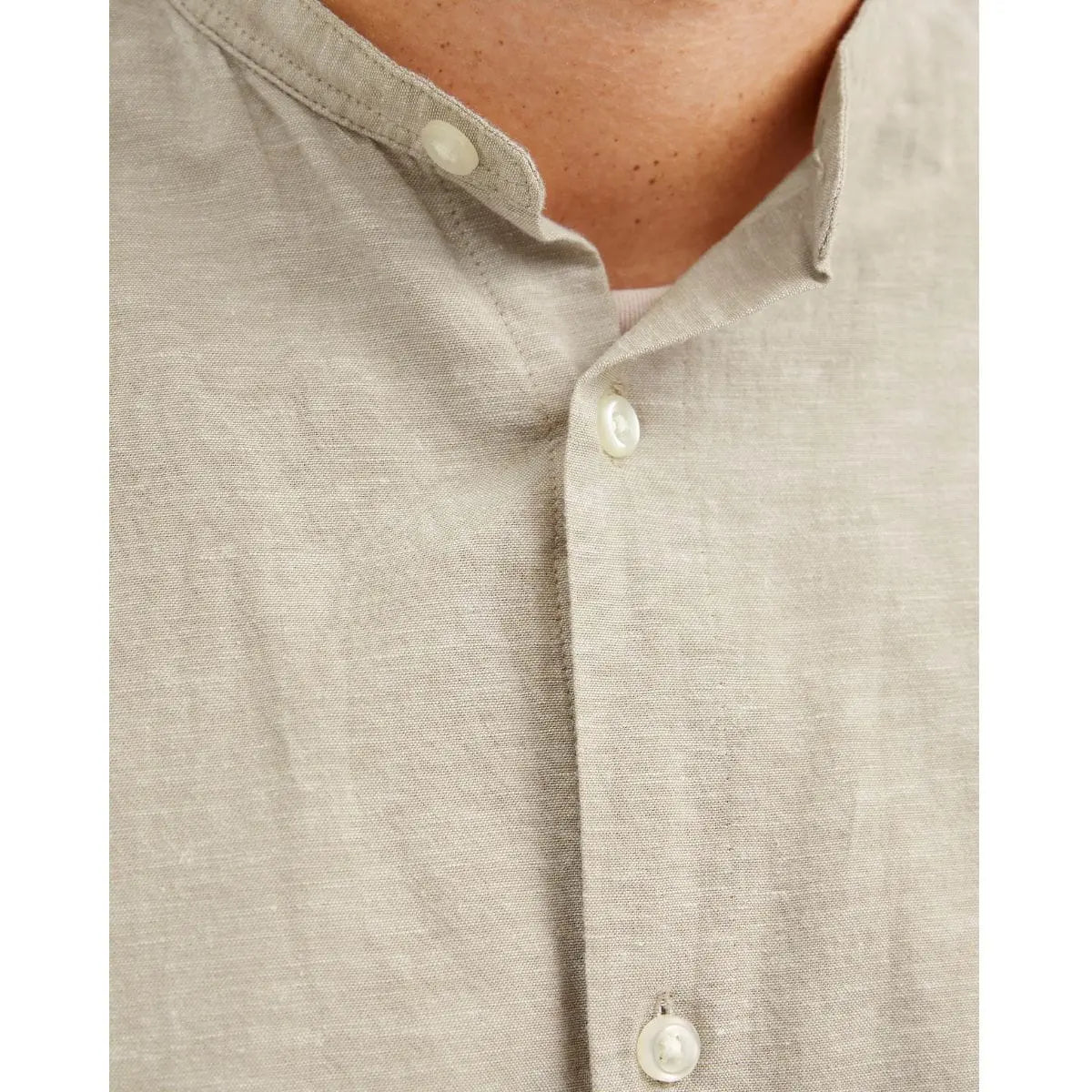 Duża męska koszula długi rękaw gładka lniana Jack &amp; Jones 12270008 beżowa