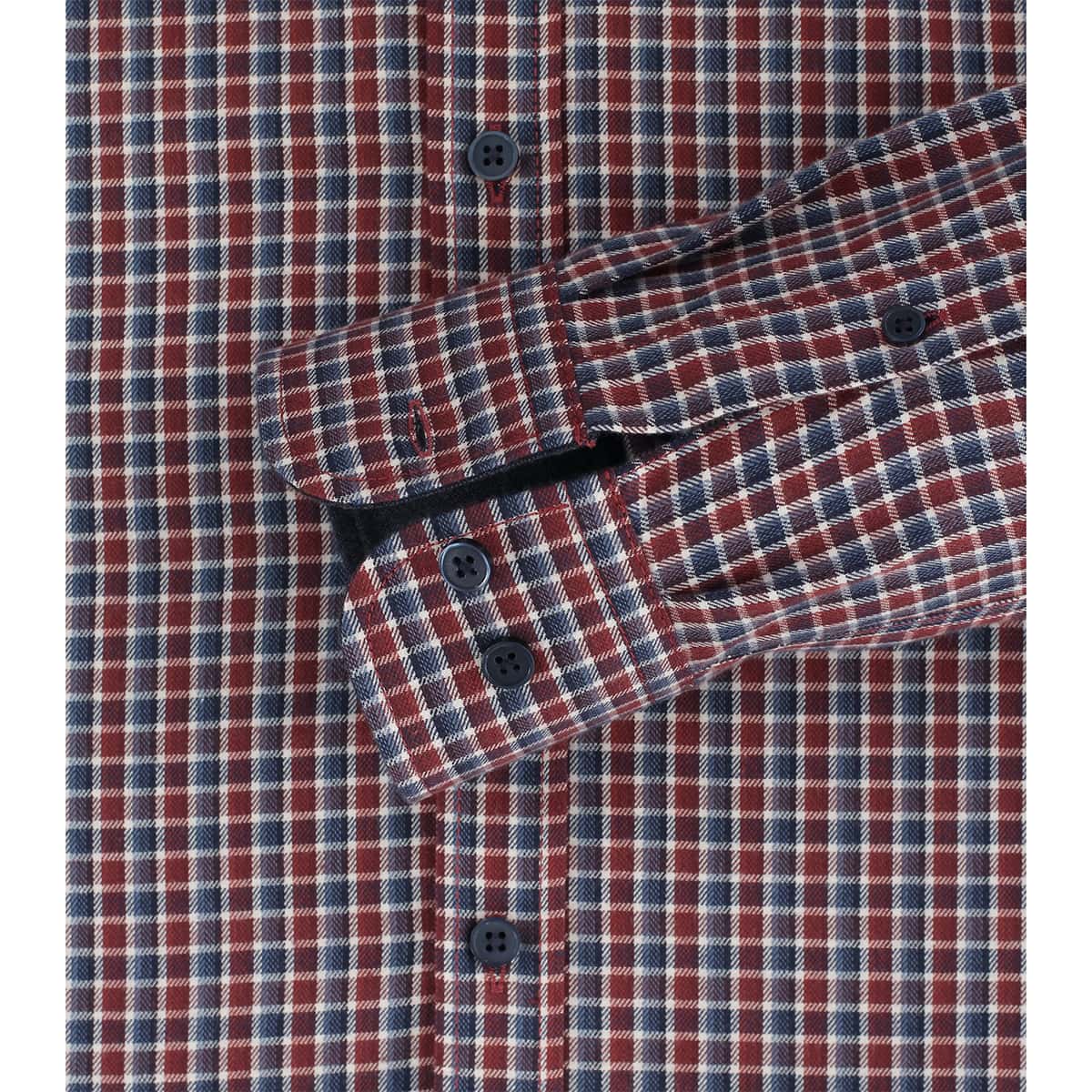 Duża męska koszula w kratę długi rękaw Casa Moda 423949700-400 bordowo-granatowa