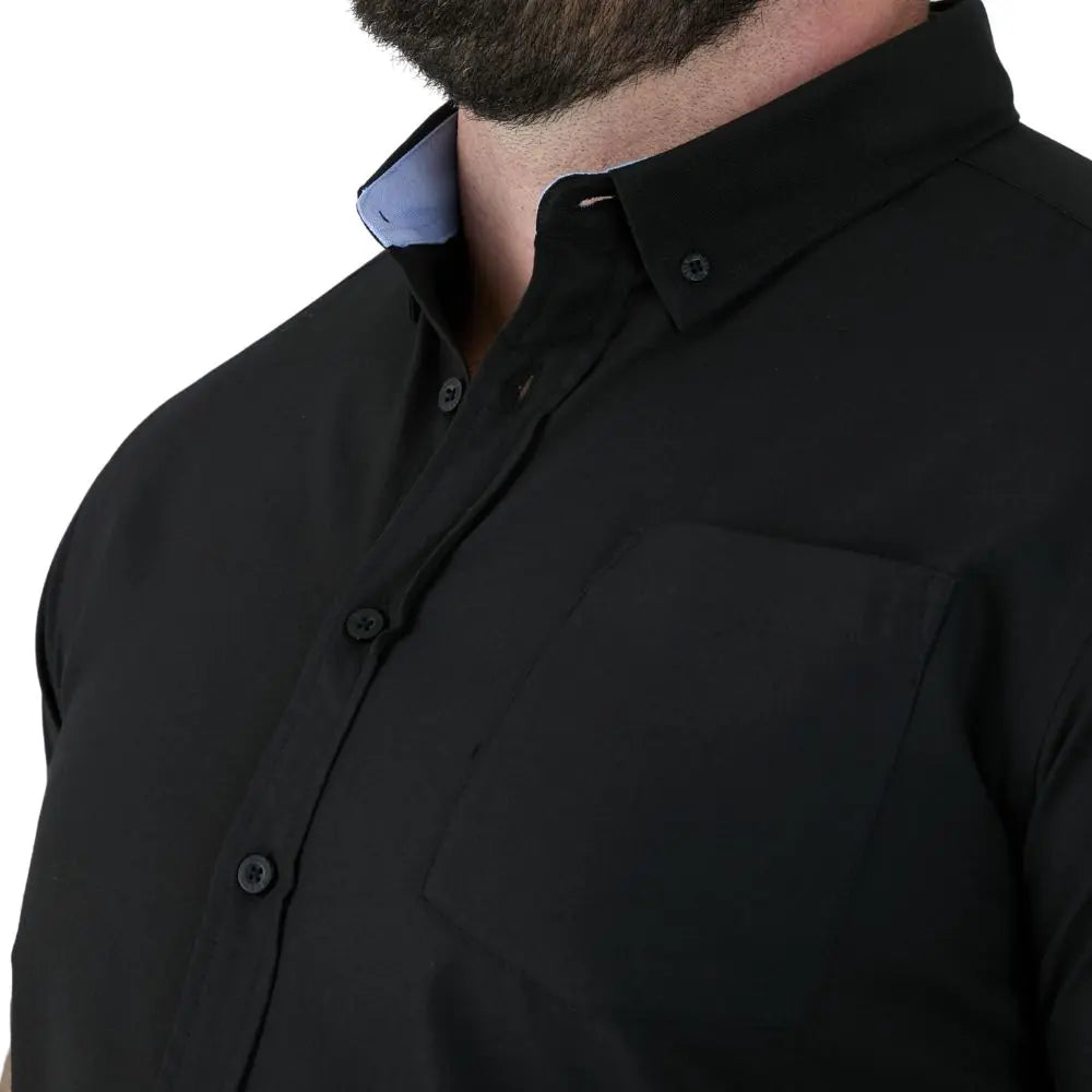 Pánská velká hladká košile s krátkým rukávem Duke D555 James černá