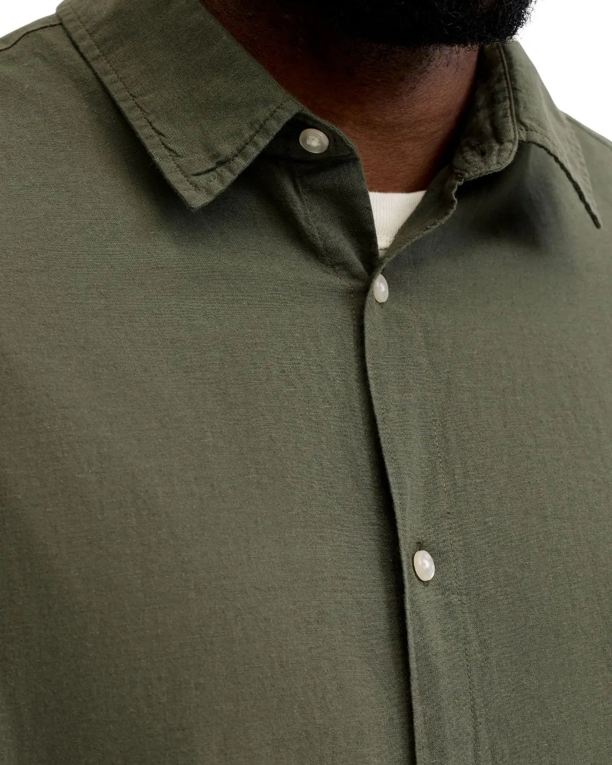 Velká pánská košile s lnem s krátkým rukávem Jack &amp; Jones 12294285 khaki