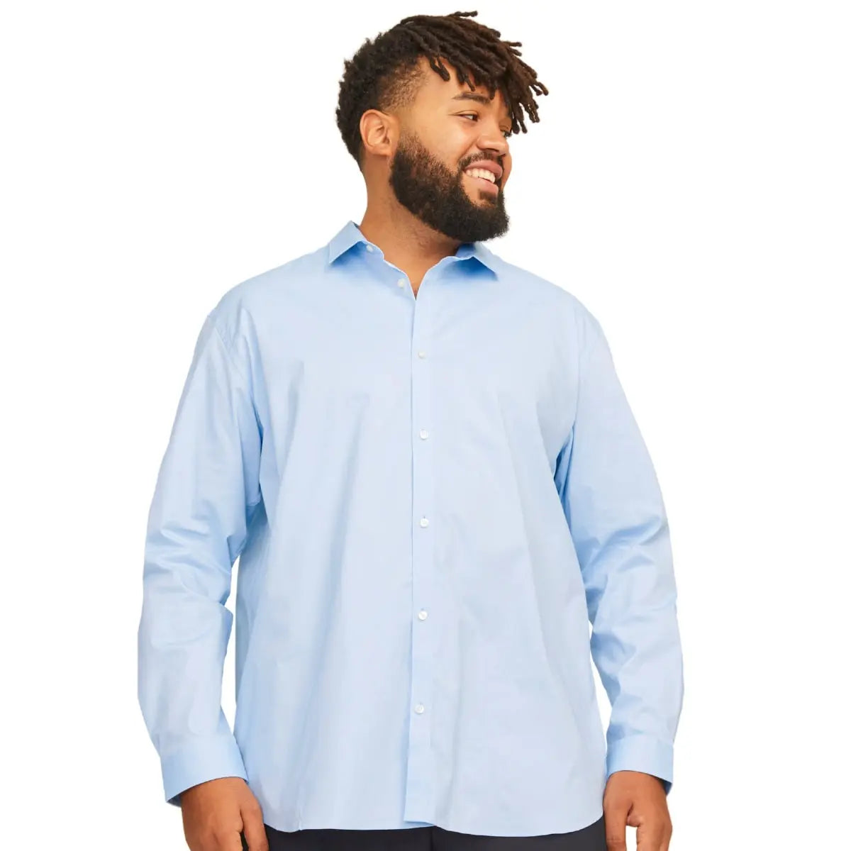 Duża koszula męska gładka z długim rękawem Jack &amp; Jones 12264030 błękitna