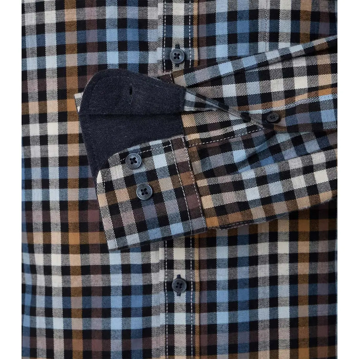 Duża męska koszula w kratę długi rękaw Casa Moda 444362400-200  brązowo-niebieska