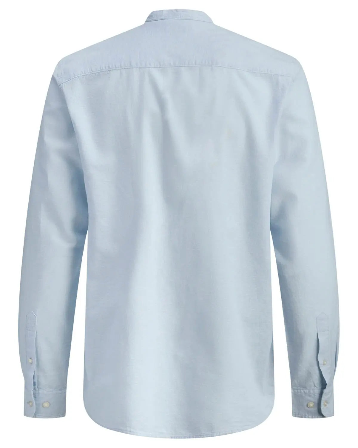 Duża męska koszula gładka lniana z długim rękawem stójka Jack &amp; Jones 12294544 błękitna