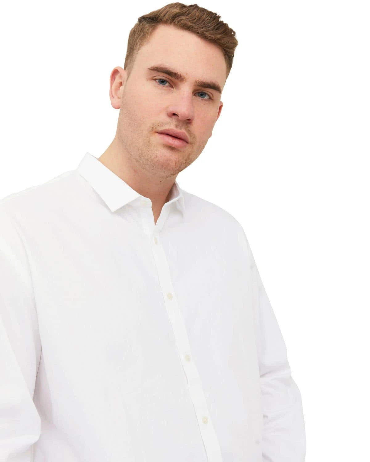 Velká pánská košile s dlouhým rukávem jednobarevná Jack &amp; Jones 12235157 bílá