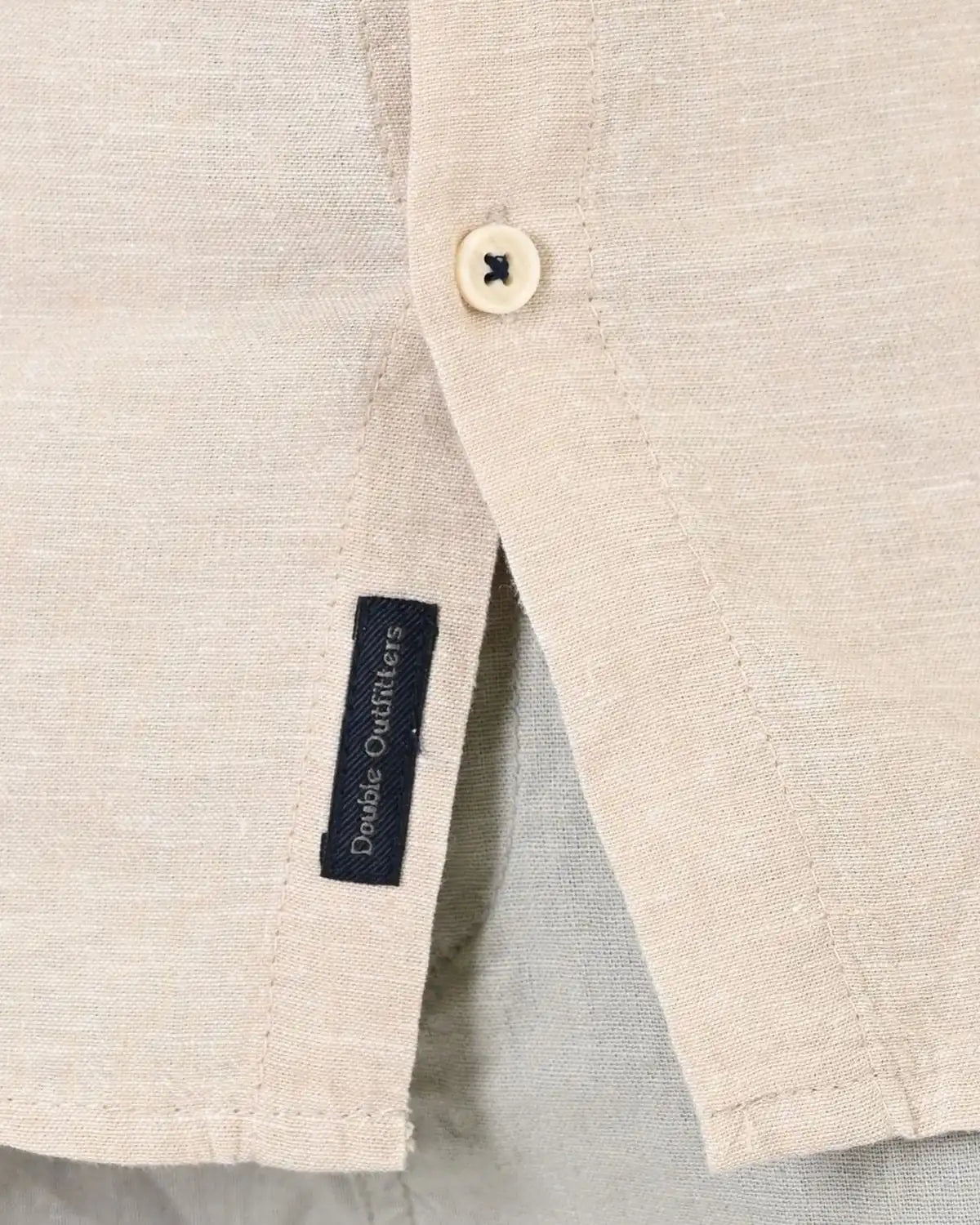 Pánská košile dlouhý rukáv hladká lněná Double Urban Outfitters GS-5191 béžová