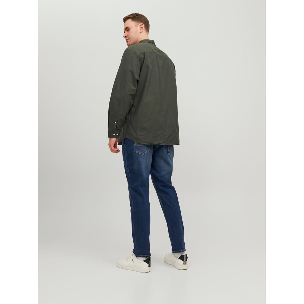 Duża koszula męska z długim rękawem gładka Jack &amp; Jones 12190444 khaki