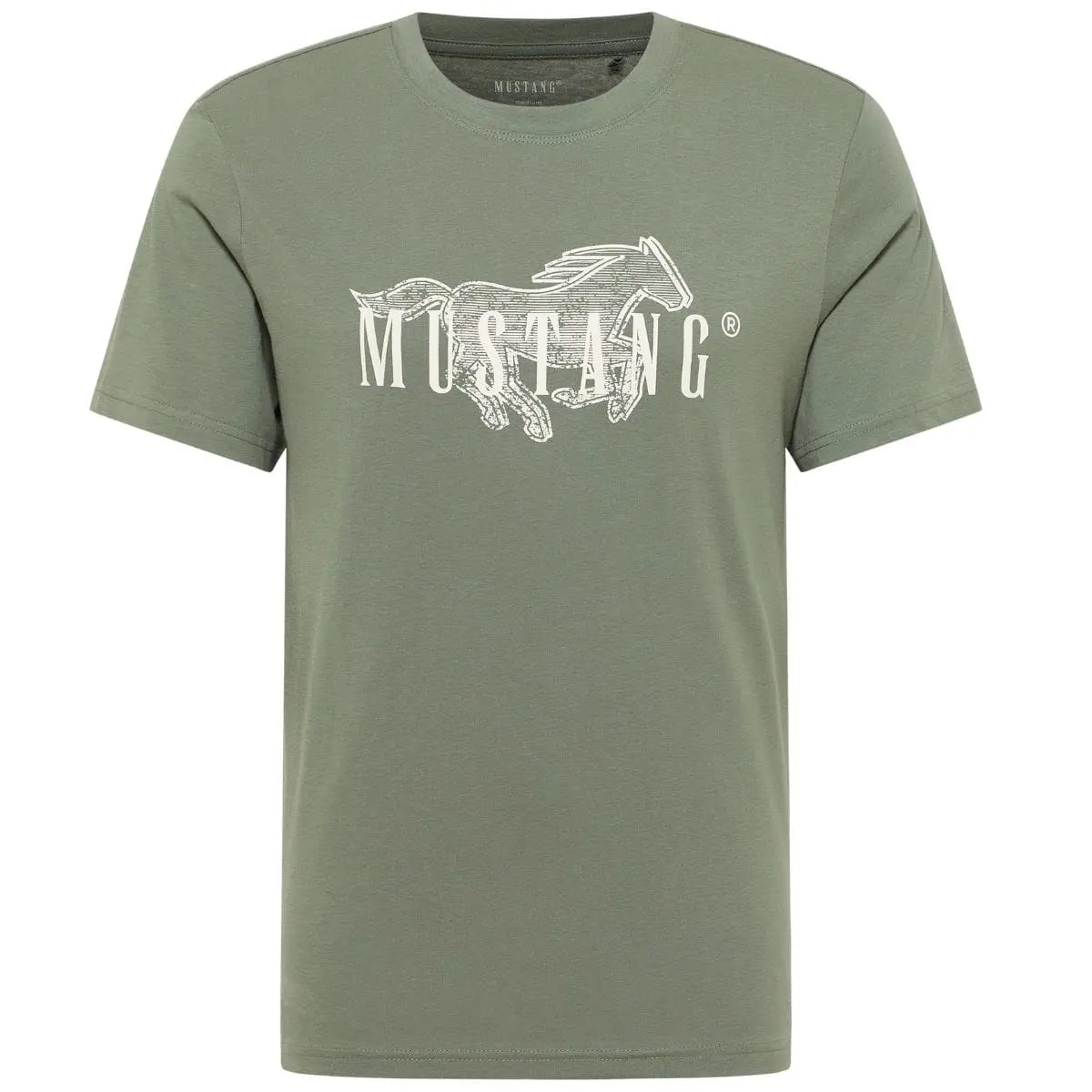 Velké pánské tričko Mustang 1016858-6473 s krátkým rukávem a potiskem khaki