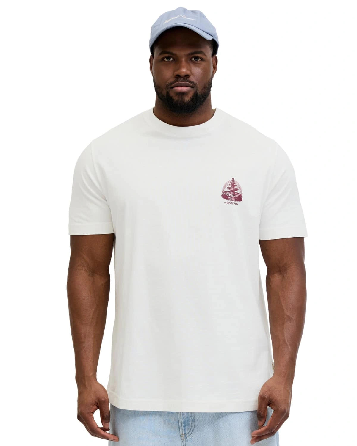 Pánské velké tričko s krátkým rukávem potisk na zádech Jack &amp; Jones 12299037 bílá
