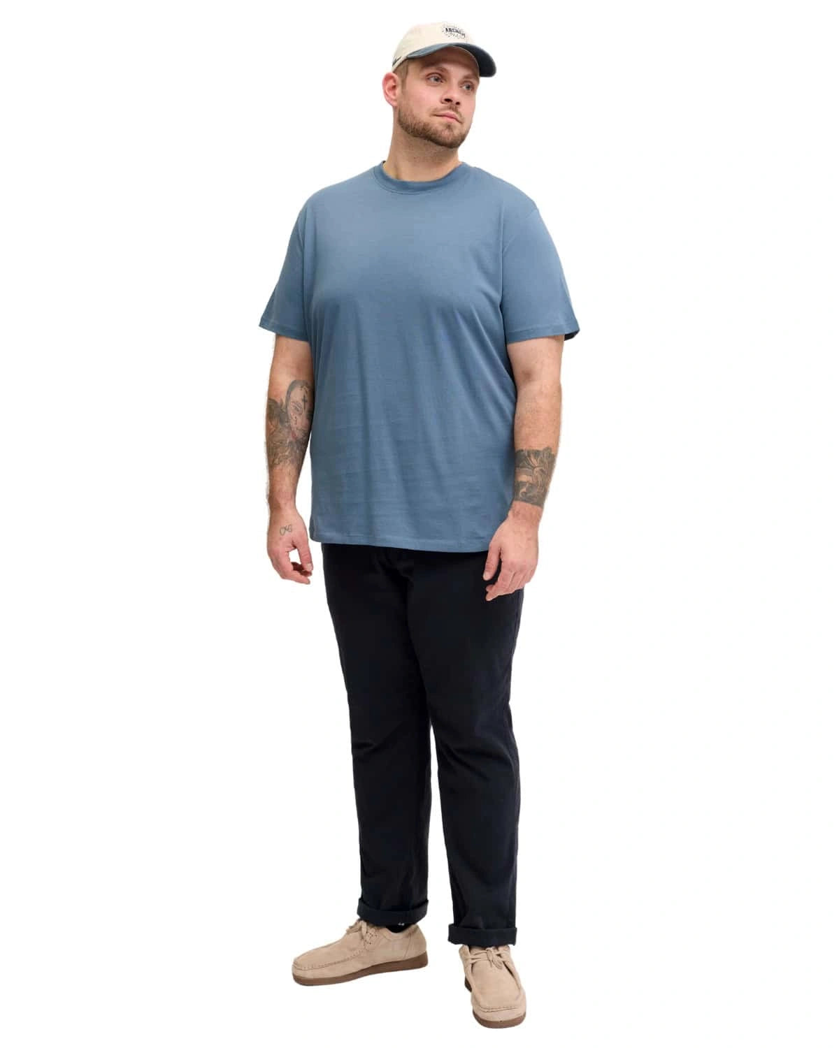 Pánské velké hladké tričko Jack &amp; Jones s krátkým rukávem 12250623 modré