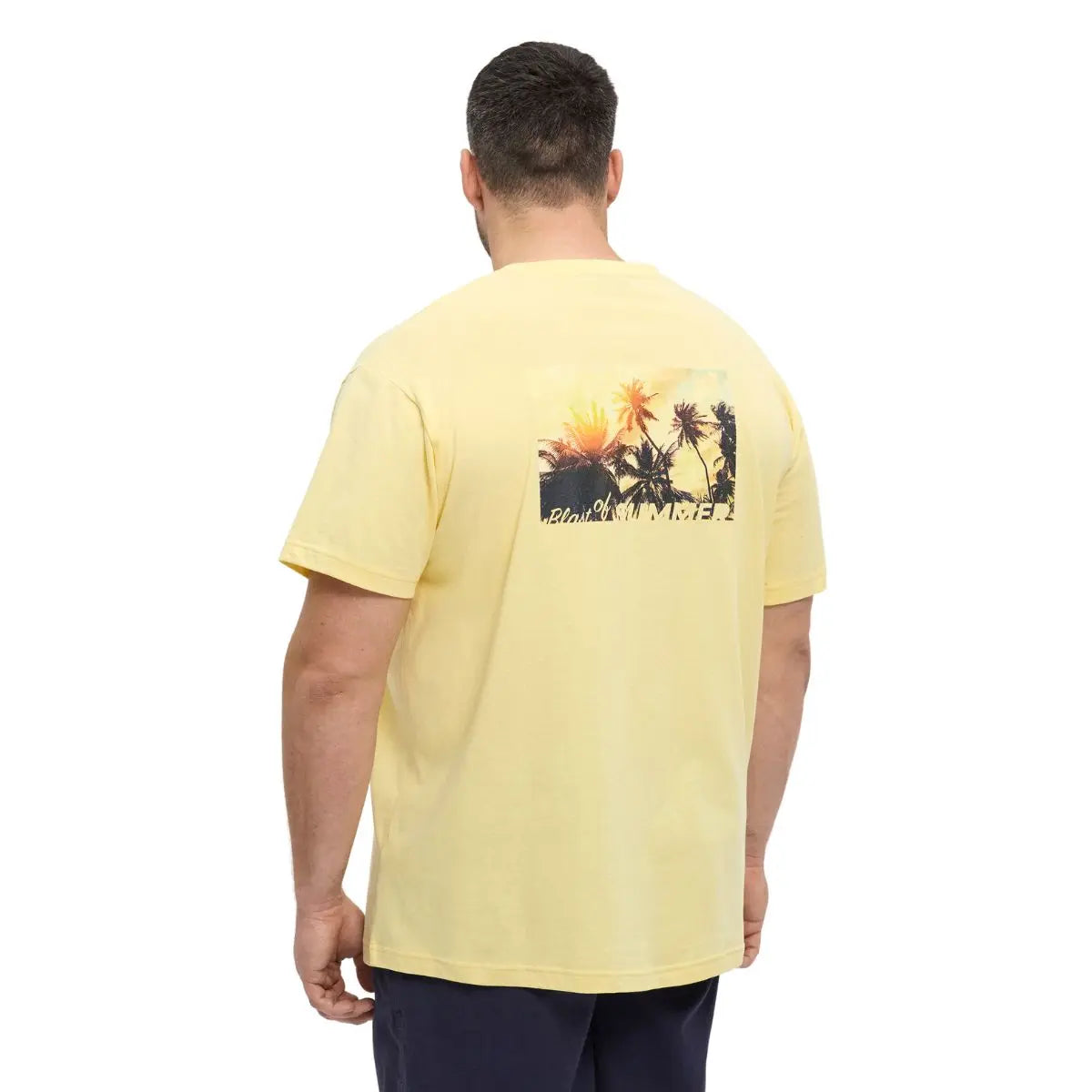 Duży męski T-shirt print na plecach koszulka z krótkim rękawem North Latitude 51320-0408 żółta