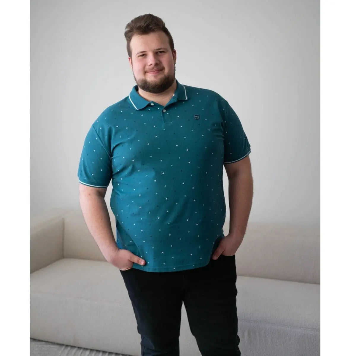 Velká pánská polo tričko  s krátkým rukávem vzorovaná Double Urban Outfitters PS-3036 námořní
