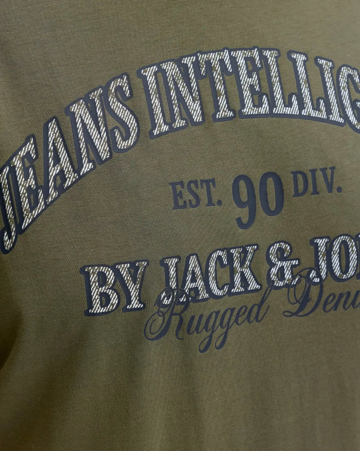 Velké pánské tričko s krátkým rukávem s nápisy Jack &amp; Jones 12294518 khaki