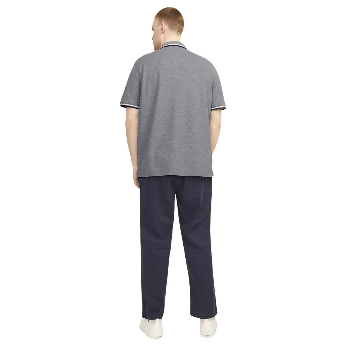 Duża męska polówka koszulka z kołnierzykiem Jack &amp; Jones 12143859 jasnoszara