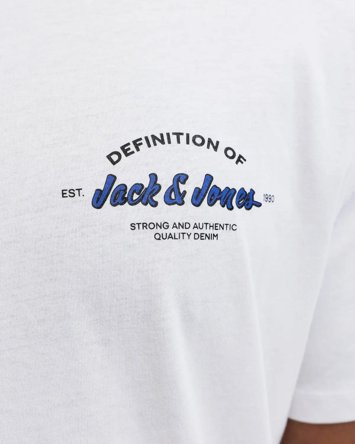 Duża męska koszulka krótki rękaw t-shirt z subtelnym napisem Jack &amp; Jones 12289681 biały