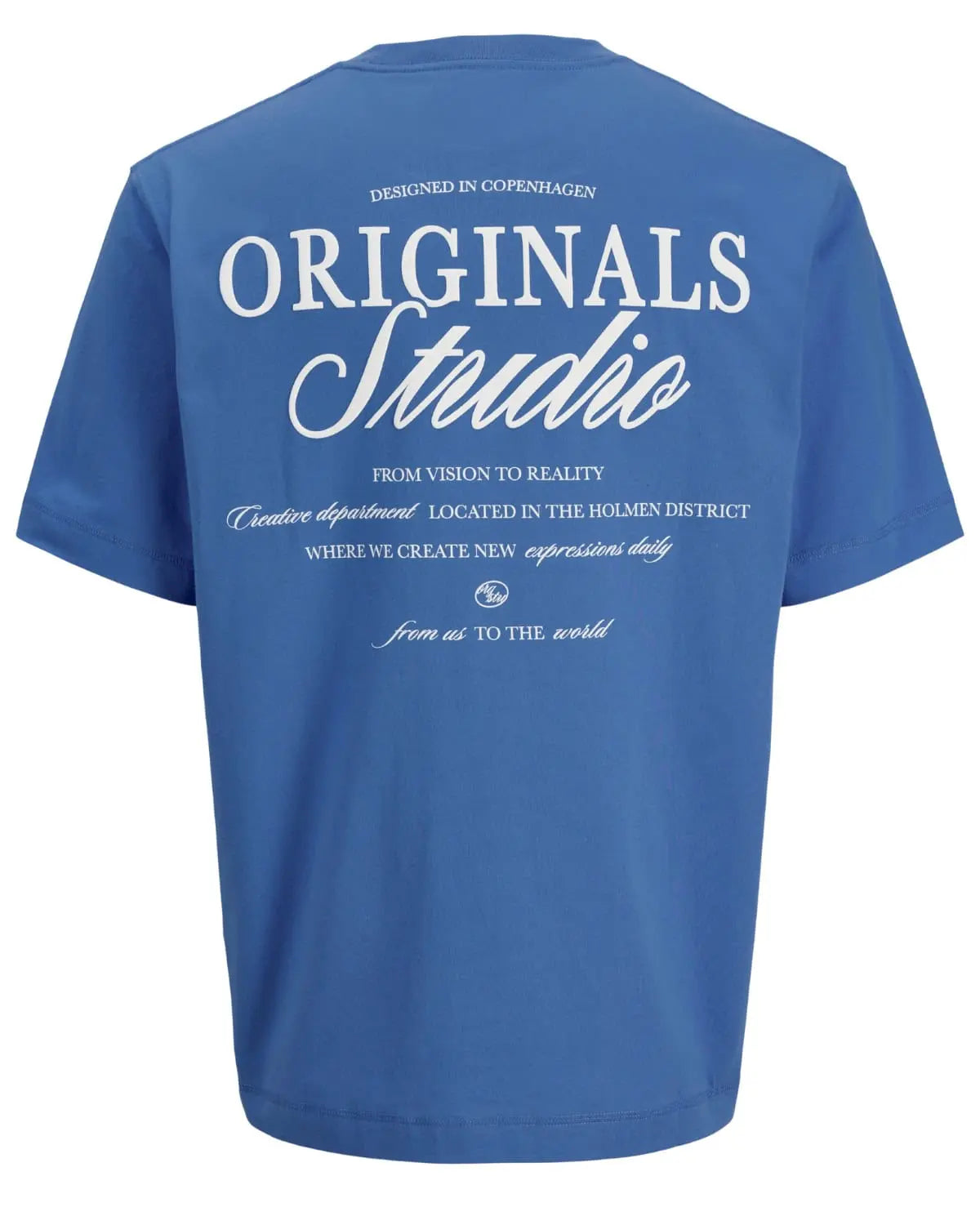 Velké pánské tričko s krátkým rukávem s potiskem na zádech Jack &amp; Jones 12288197 modré