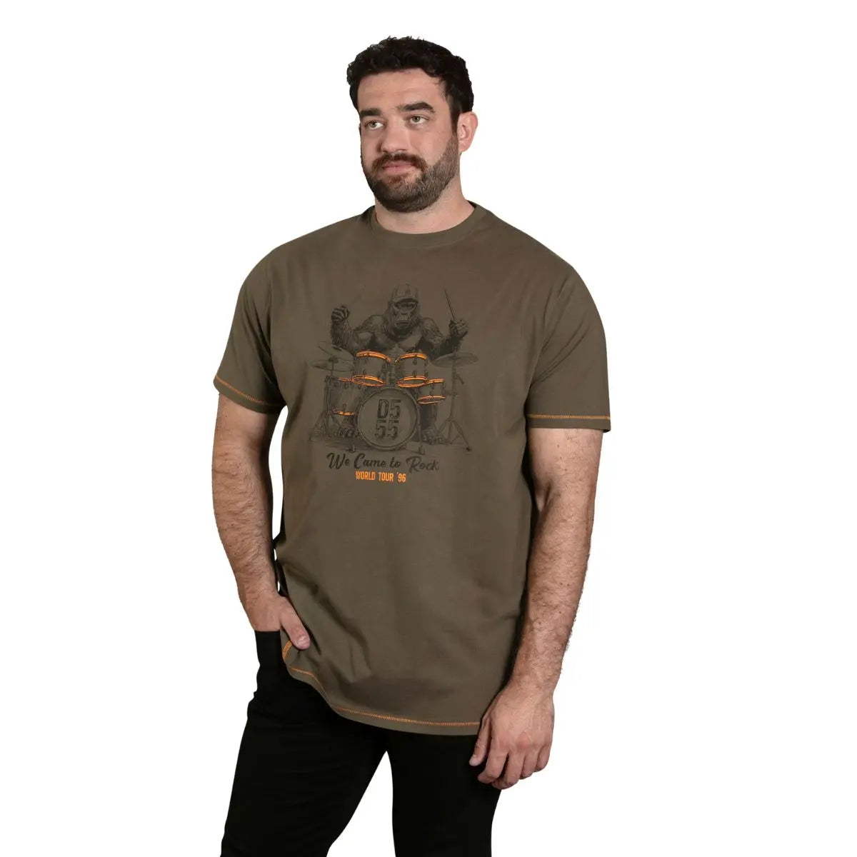 Duża męska koszulka t-shirt z nadrukiem Duke D555 Stockton khaki
