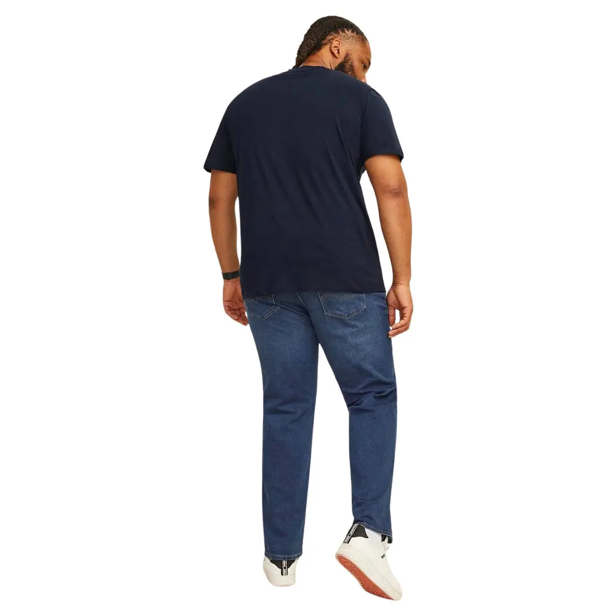 Velké pánské bavlněné tričko s nápisy Jack &amp; Jones 12258871 tmavě modré