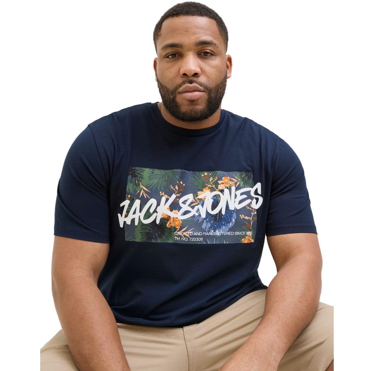 Velké pánské tričko s potiskem a nápisem Jack &amp; Jones 12275757 tmavě modrá