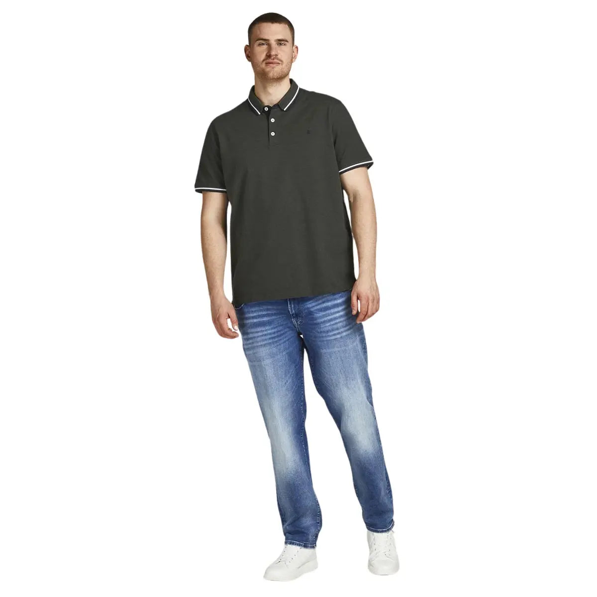 Pánská velká polokošile s límečkem Jack &amp; Jones 12143859 tmavě zelená