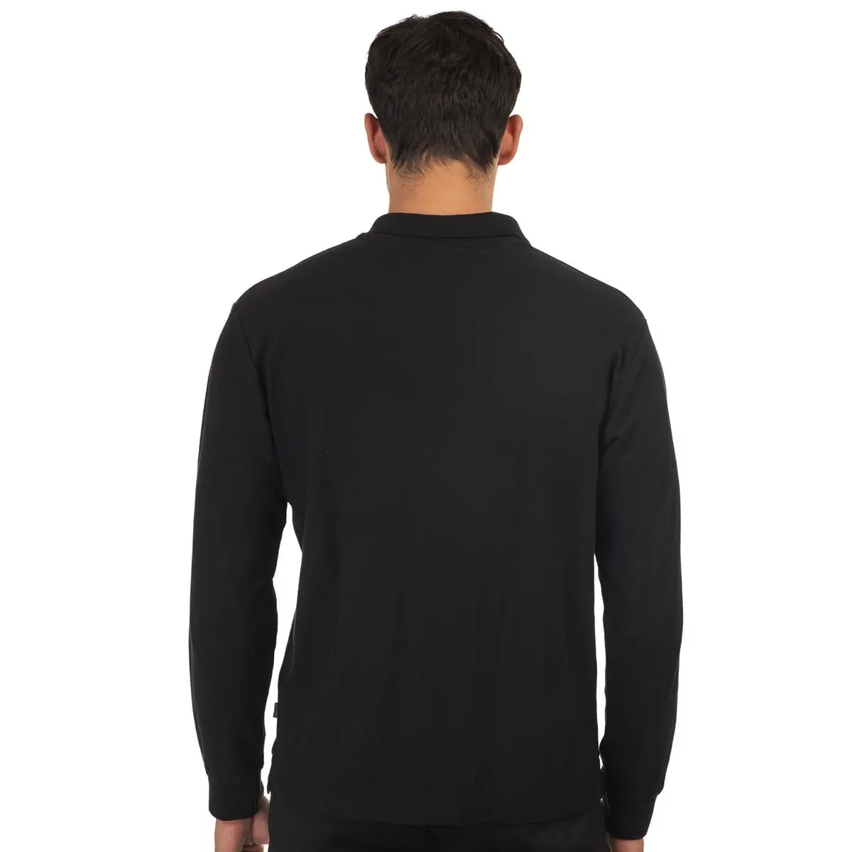 Duża męska koszulka polo z długim rękawem Double Urban Outfitters PS-3031LS czarna