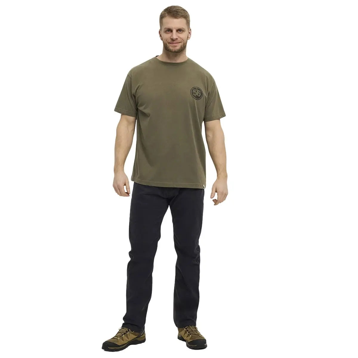 Duży męski t-shirt z napisami na plecach North 56°4 43319-0659 khaki