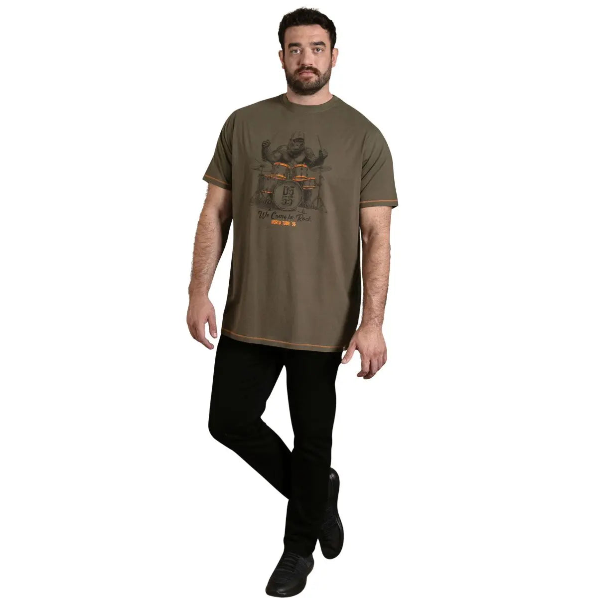 Duża męska koszulka t-shirt z nadrukiem Duke D555 Stockton khaki