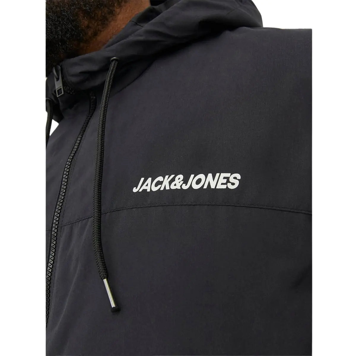Velká pánská přechodová bunda s kapucí Jack &amp; Jones 12243517 černá